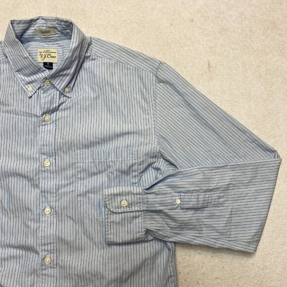 J. Crew Shirts Mens S Blue Long Sleeve 2 Ply Button Down Striped - Picture 2 of 10